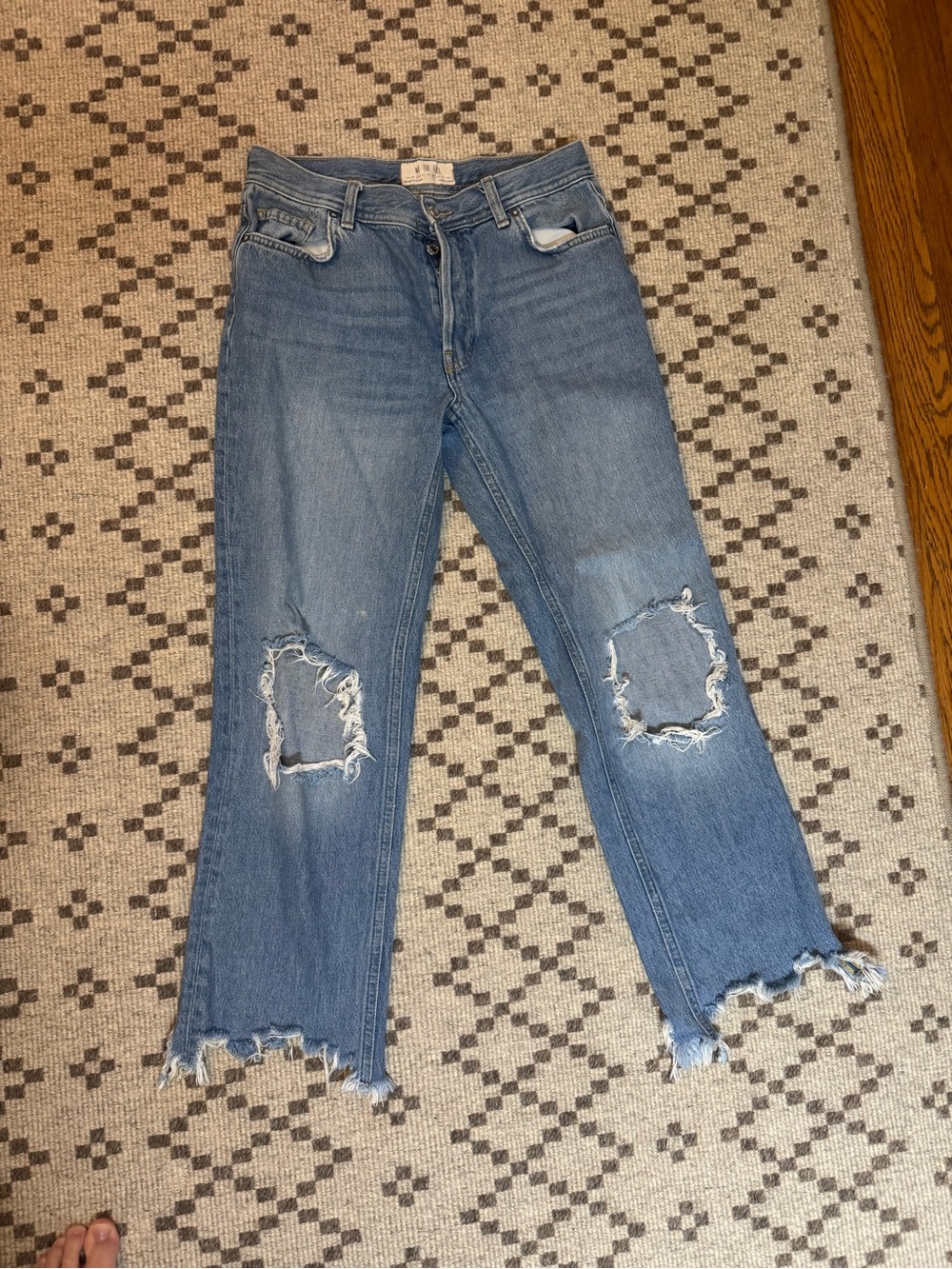 We The Free Light Blue Distressed Flare Jeans